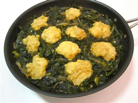 Lightened Up Southern Inspired Collards With Cornmeal Dumplings Recipe ...