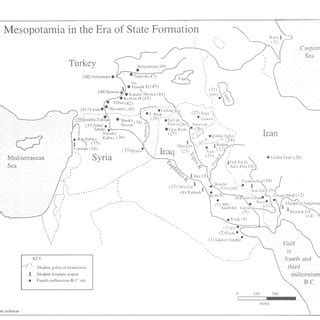 Map of the Near East during the Uruk Period. Major archaeological ...