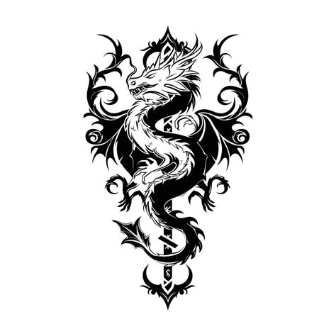 flying dragon head tattoo silhouette facing left 46338253 Vector Art at ...