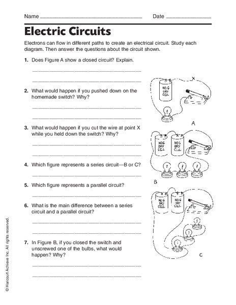 Electrical Circuit Activity Worksheets