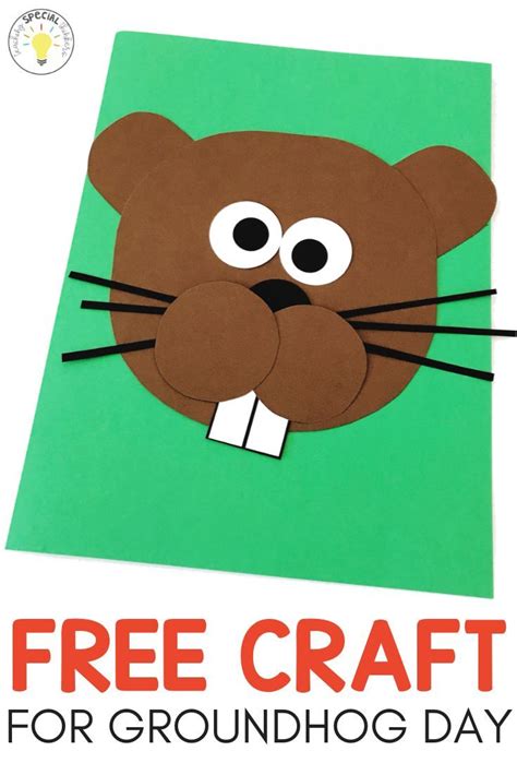 Easy groundhog day craft for kids! This free download comes with a ...