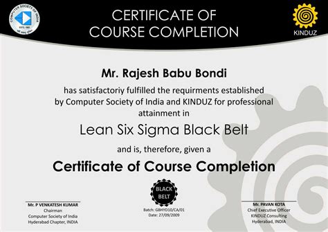 Six Sigma Black Belt Certificate Template – Carlynstudio with regard to ...