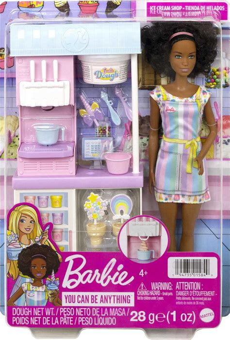 Barbie Ice Cream Shop Playset With 12 In Blonde Doll, Ice Cream Making ...