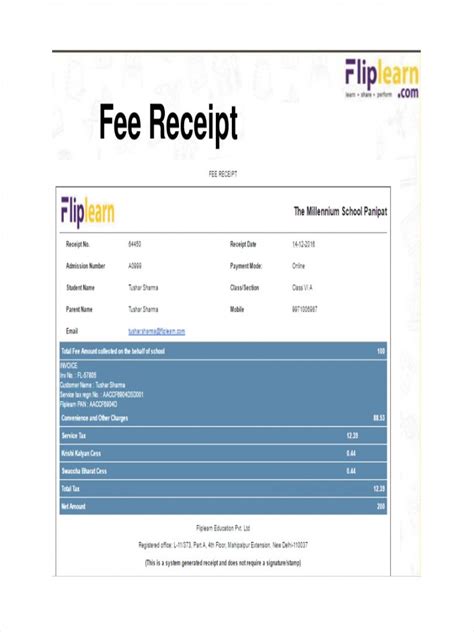 Tuition Fee Card Format – Beinyu.com