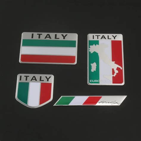 1 Piece Aluminum Alloy Italy Flag Car Emblems Decals Decorations Italian Flags Car styling ...