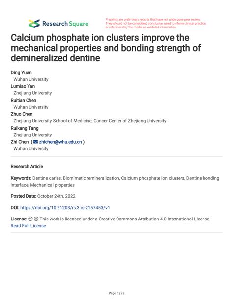 (PDF) Calcium phosphate ion clusters improve the mechanical properties ...