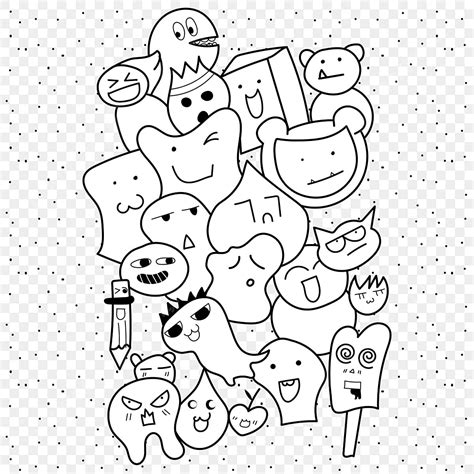 Gambar Seni Doodle Yang Lucu, Imut, Seni Doodle, Hitam Dan Putih PNG dan Vektor dengan ...