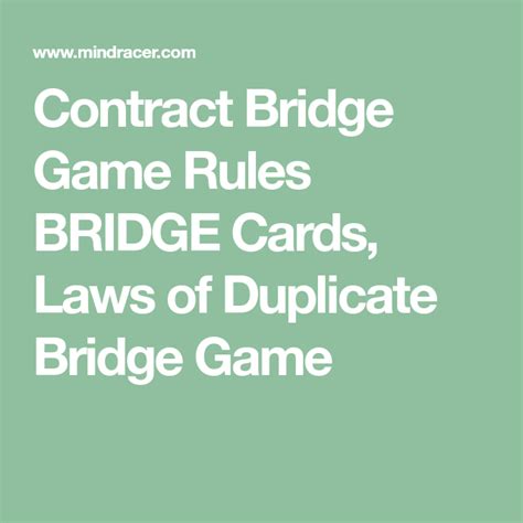 Contract Bridge Game Rules BRIDGE Cards, Laws of Duplicate Bridge Game Bridge Card Game ...