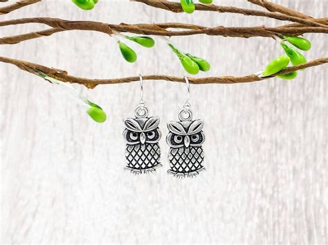 Owl Earrings Cute Silver Owl Earrings Woodland Owl Mark of - Etsy