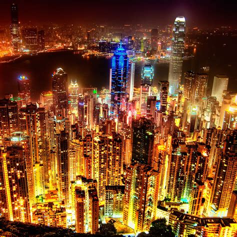 Hong Kong Skyline at Night iPad Wallpaper