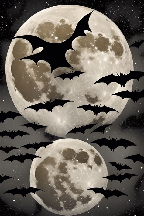 Full Moon and Bats Border · Creative Fabrica