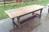 ANTIQUE FURNITURE WAREHOUSE - Large Antique Refectory Table - 8ft Jacobean Oak Plank Top ...