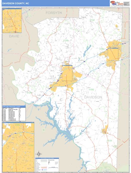 Davidson County, North Carolina Zip Code Wall Map | Maps.com.com