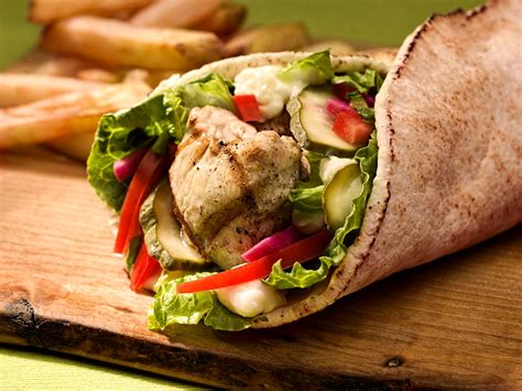 Chicken Shawarma Wrap with Tomatoes, Olives & Mint Relish