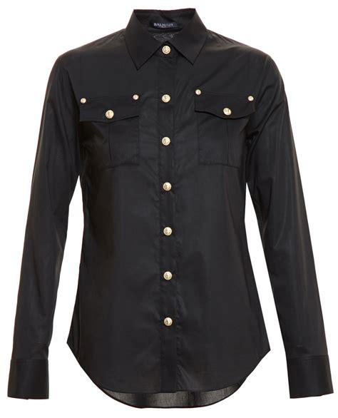 Balmain Shirt With Gold Buttons in Black | Lyst