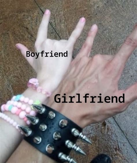 boyfriend and girlfriend meme | Rocker GF and BF Hands | Know Your Meme