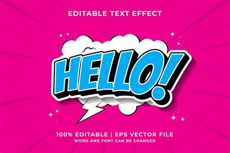 Editable text effect - hello Cartoon template style premium vector 18867927 Vector Art at Vecteezy