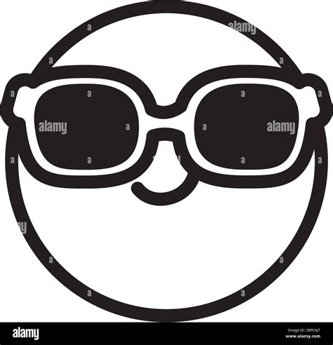 cool emoji with sunglasses icon over white background, line style, vector illustration Stock ...