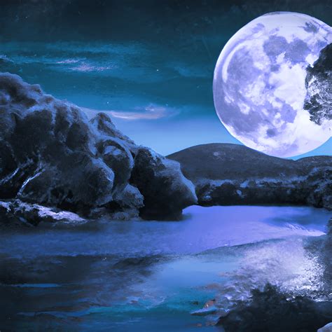 Moon over Lake at Night · Creative Fabrica