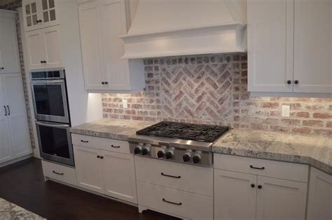 Red Brick Kitchen Backsplash - Transitional - Kitchen | Brick kitchen, Brick backsplash kitchen ...