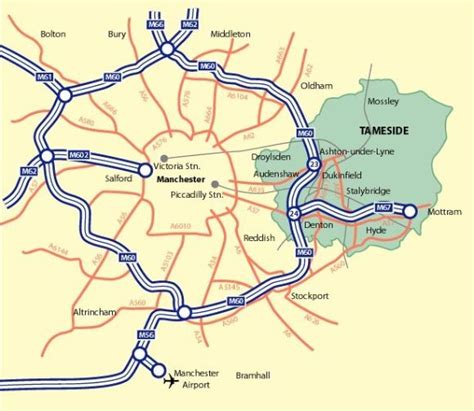 M60 Ring Road Map Tameside Greater Manchester - Tameside MBC