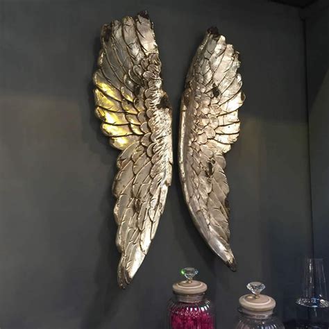 Silver angel wings at Cowshed Interiors Silver Wall Art, Grey Wall Art, Metal Tree Wall Art ...