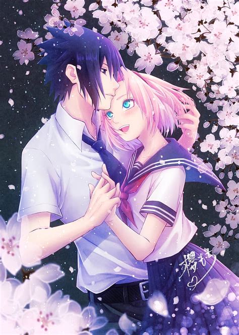 HD wallpaper: Uchiha Sasuke, Haruno Sakura, anime, fan art, sakura (tree) | Wallpaper Flare