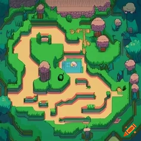 Pokémon-inspired route map with grassy and desert regions