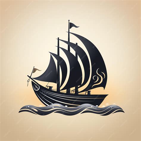 Premium AI Image | a black and white drawing of a ship with sails