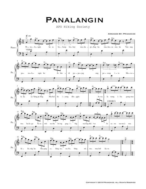 APO Hiking Society - Panalangin (Easy Version) Sheets by PHianonize