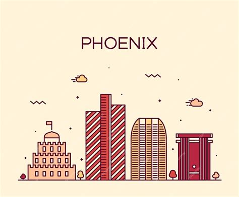 Premium Vector | Phoenix skyline, detailed silhouette. trendy vector ...