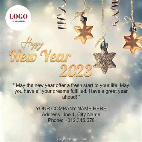 Sparkling 2023 New Year Greeting Card for Company