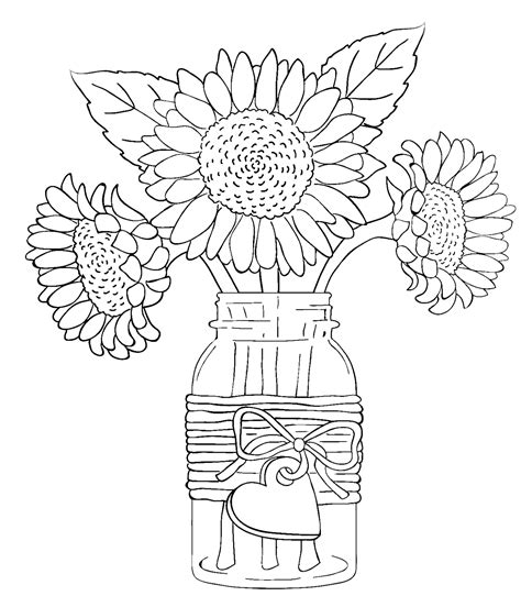 Aesthetic Flowers Vase Coloring Page » Turkau