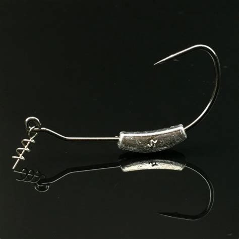 24Pcs/Bag Fish Soft Lure Bait Crank Worm Fishing Hooks Lead Texas Rig Barbed Hooks with Lock Pin ...