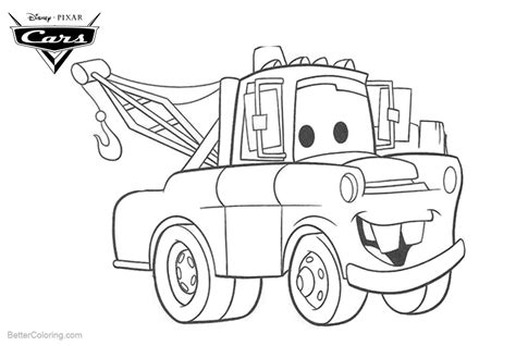 Coloring Pages of Cars Pixar Tow Mater - Free Printable Coloring Pages