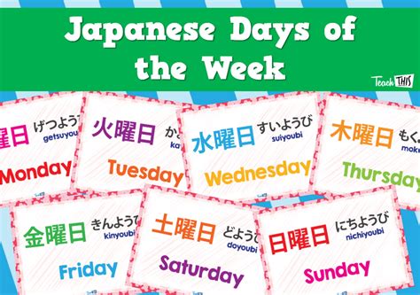 Japanese - Days of the week | Teaching, Japanese, Teacher resources