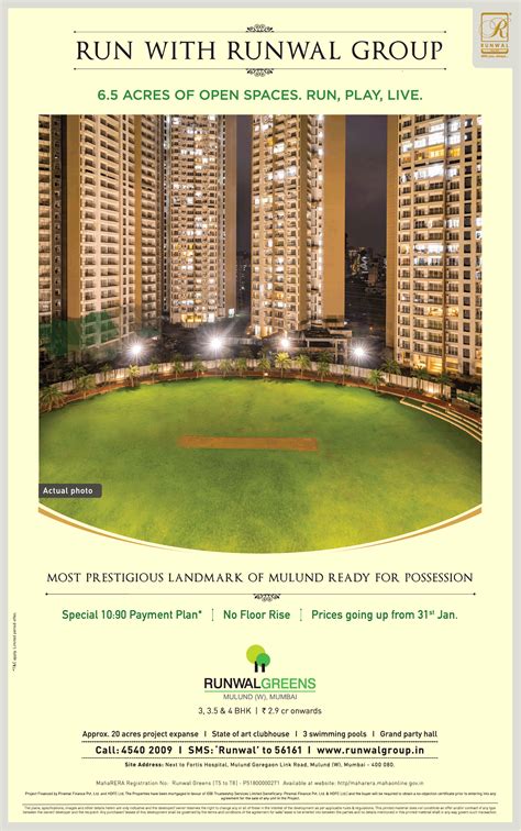 Runwal Group Run With Runwal Group Most Prestigious Landmark Of Mulund Ready For Possession Ad ...