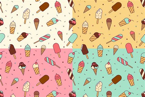 Ice Cream Vector Free Seamless Pattern - GraphicSurf.com