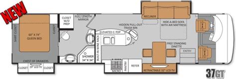 Challenger Class A Motorhomes Now with Largest Kitchen | Class a rv, Rv floor plans, Floor plans