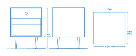 Nelson Thin Edge Bedside Table Dimensions & Drawings | Dimensions.Guide