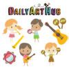 Cute Kids With Instruments Clip Art Set – Daily Art Hub // Graphics, Alphabets & SVG