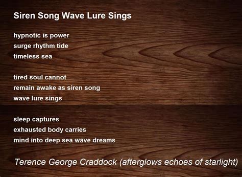 Siren Song Wave Lure Sings - Siren Song Wave Lure Sings Poem by Terence ...