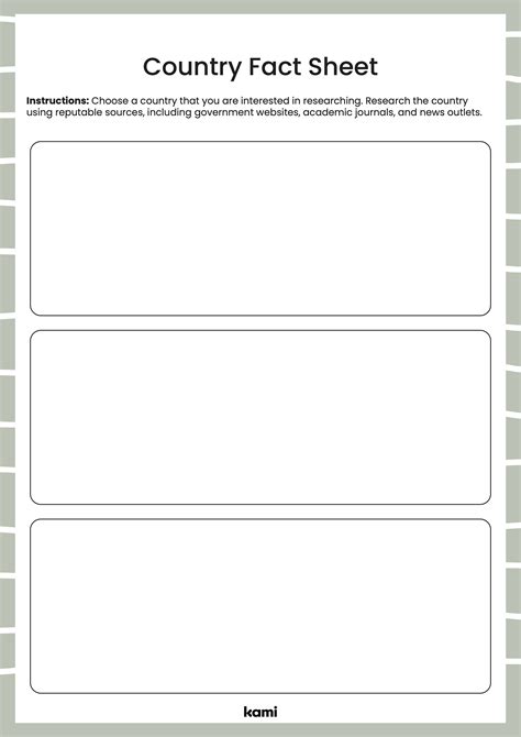 Country Fact Sheet | Blank for Teachers | Perfect for grades 10th, 11th ...