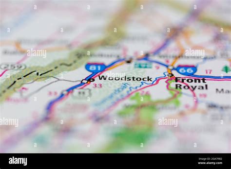 Woodstock Virginia shown on a road map or Geography map Stock Photo - Alamy