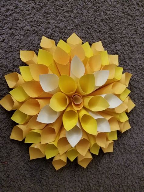 Yellow paper flower | Yellow crafts, Yellow paper, Rainy day crafts