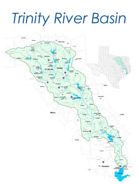 Trinity River Basin Map | Trinity river, River basin, Trinity