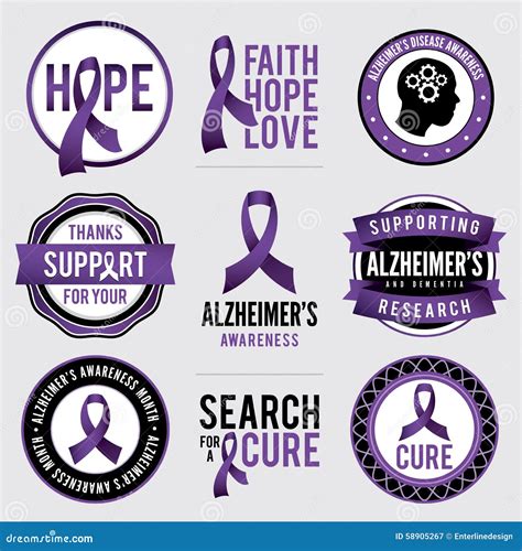 Alzheimer S Disease Awareness Badges Illustration Stock Illustration ...