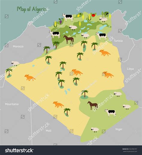 Economic map of Algeria. Vector illustration - Royalty Free Stock Vector 352785797 - Avopix.com