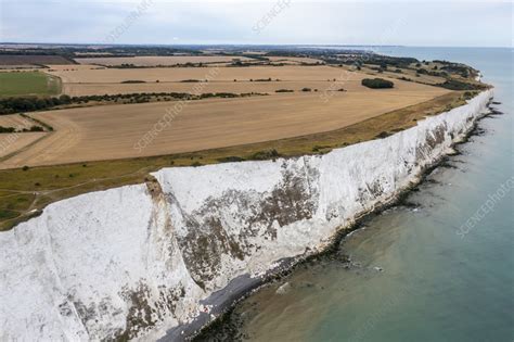 Aerial view of white cliffs, Dover, England, UK - Stock Image - F040/0234 - Science Photo Library