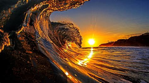 Ocean wave at sunrise, Wave, Silhouette, Serenity, Scenic, Ocean ...